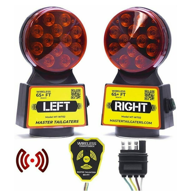 48 Feet Range 4 Pin Blade Connection Master Tailgaters Wireless Trailer Tow Lights Magnetic Mount 48 Feet Range 4 Pin Blade Connection Master Tailgaters Wireless Trailer Tow Lights Magnetic Mount